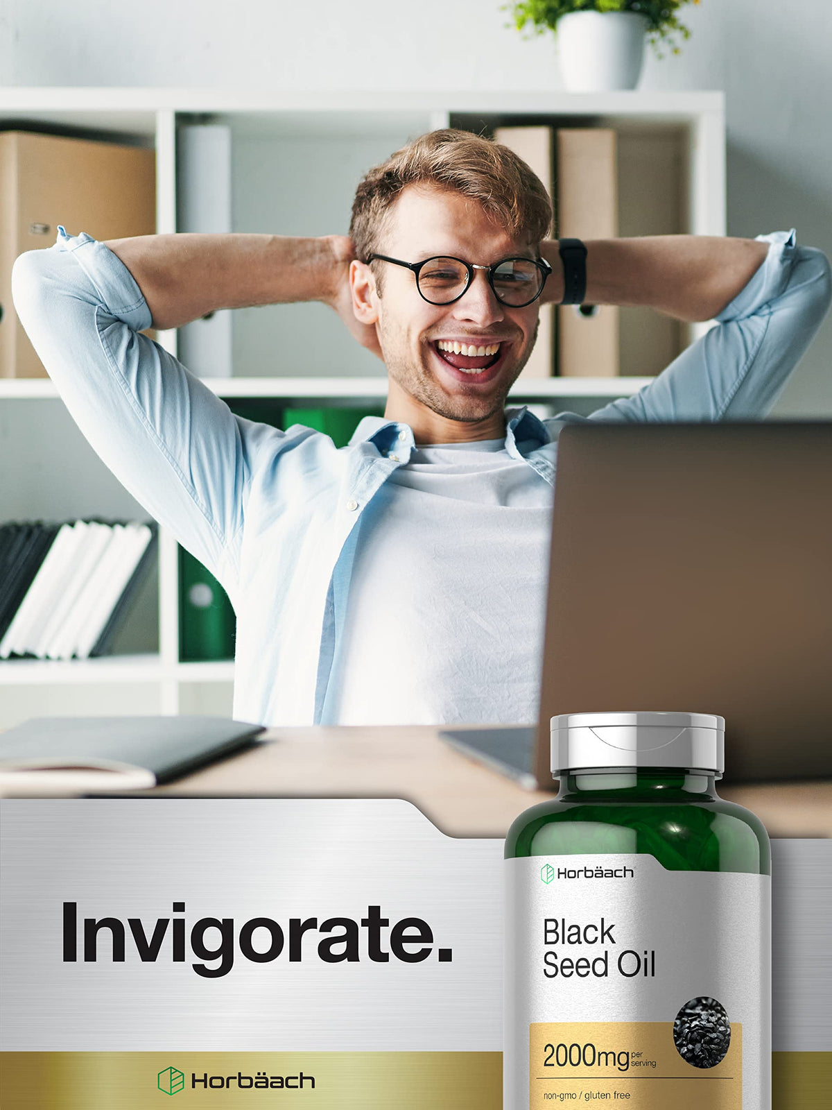 Horbäach Huile de Graines Noires 2000mg Capsules Mollles avec contexte de santé