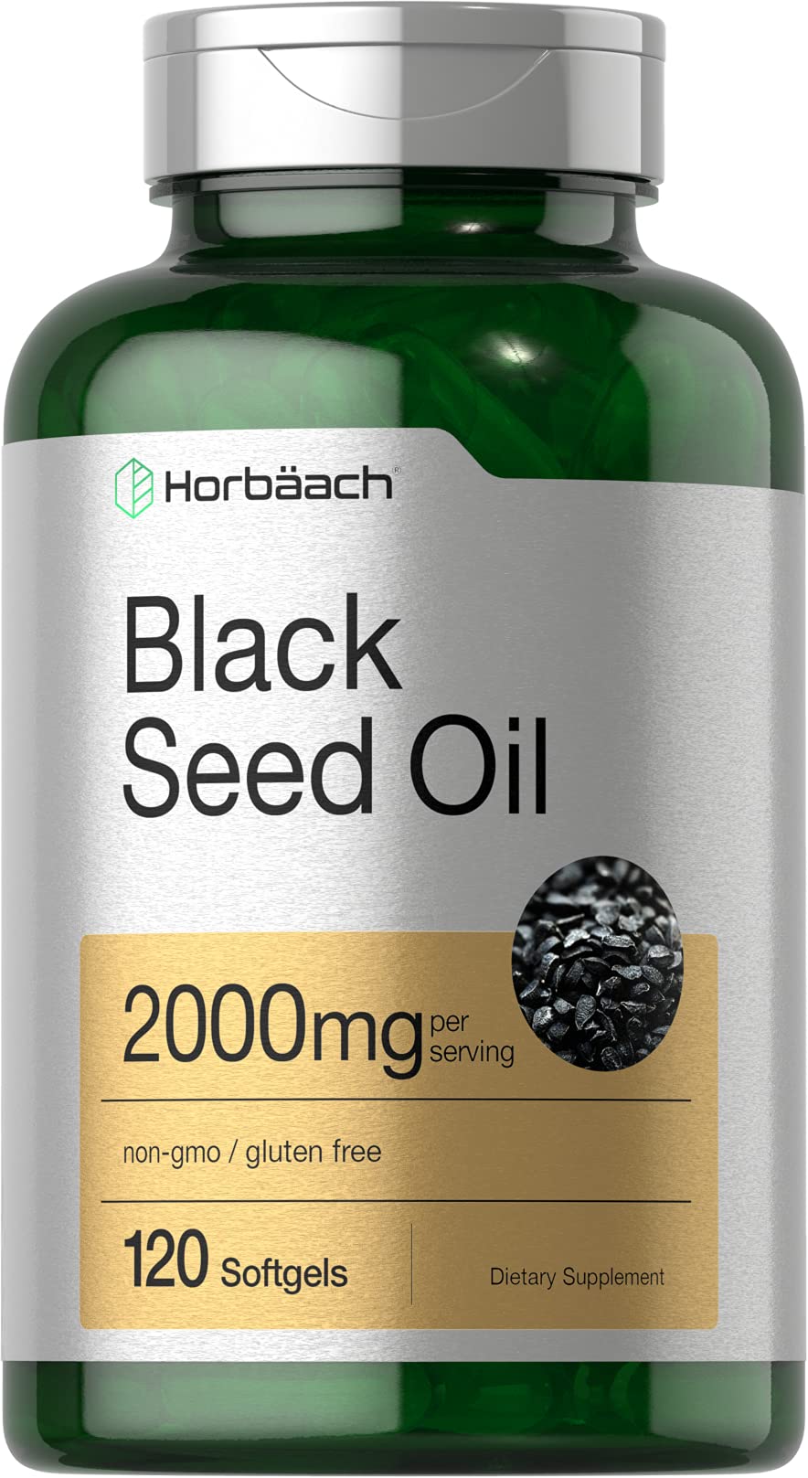 Horbäach Huile de Graines Noires 2000mg Capsules Mollles, vue de l'avant