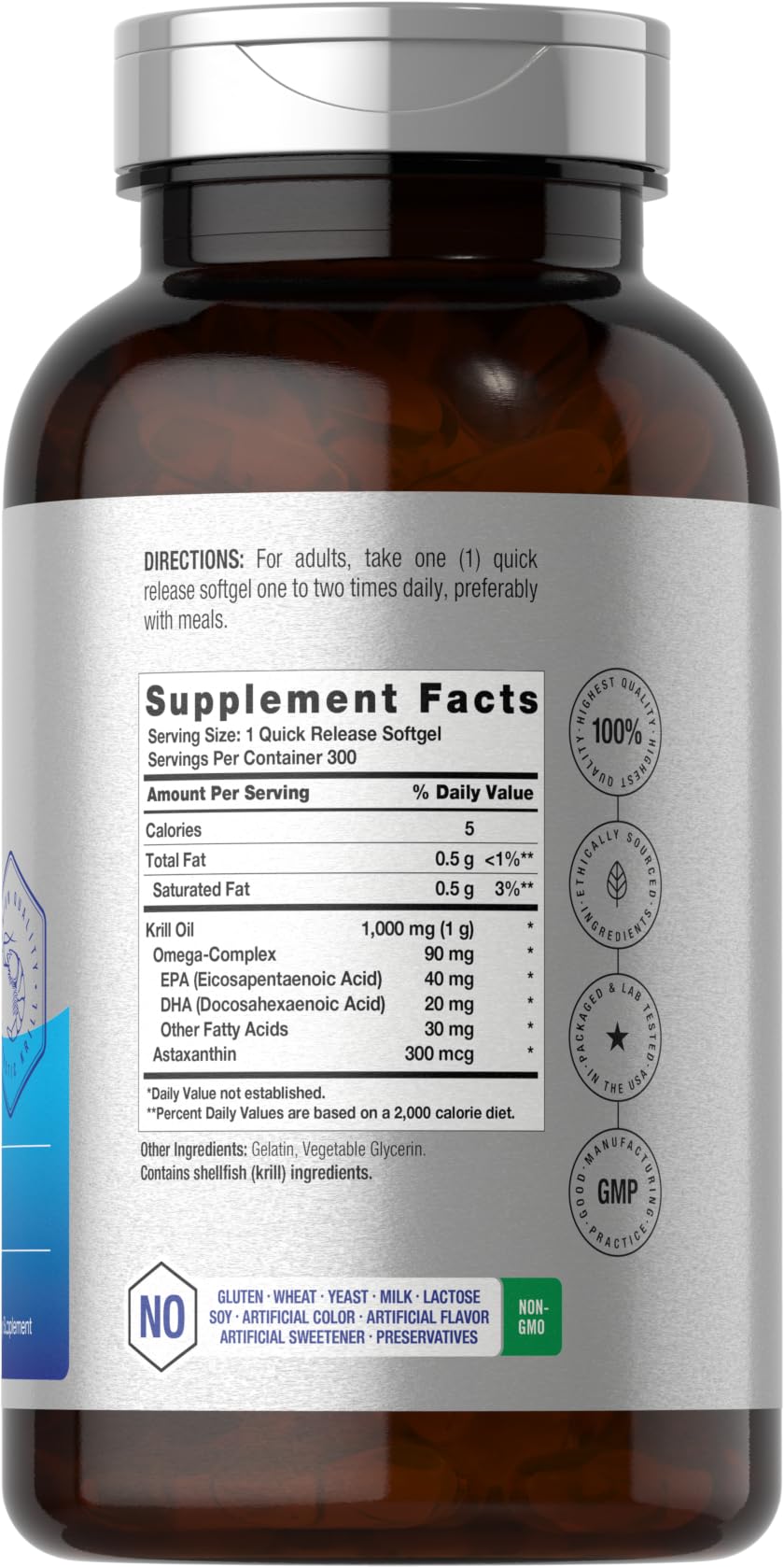 Horbäach Huile de Krill Antarctique 1000 mg gélules avec l'emballage