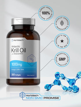 Horbäach Huile de Krill Antarctique 1000 mg gélules avec une cuillère