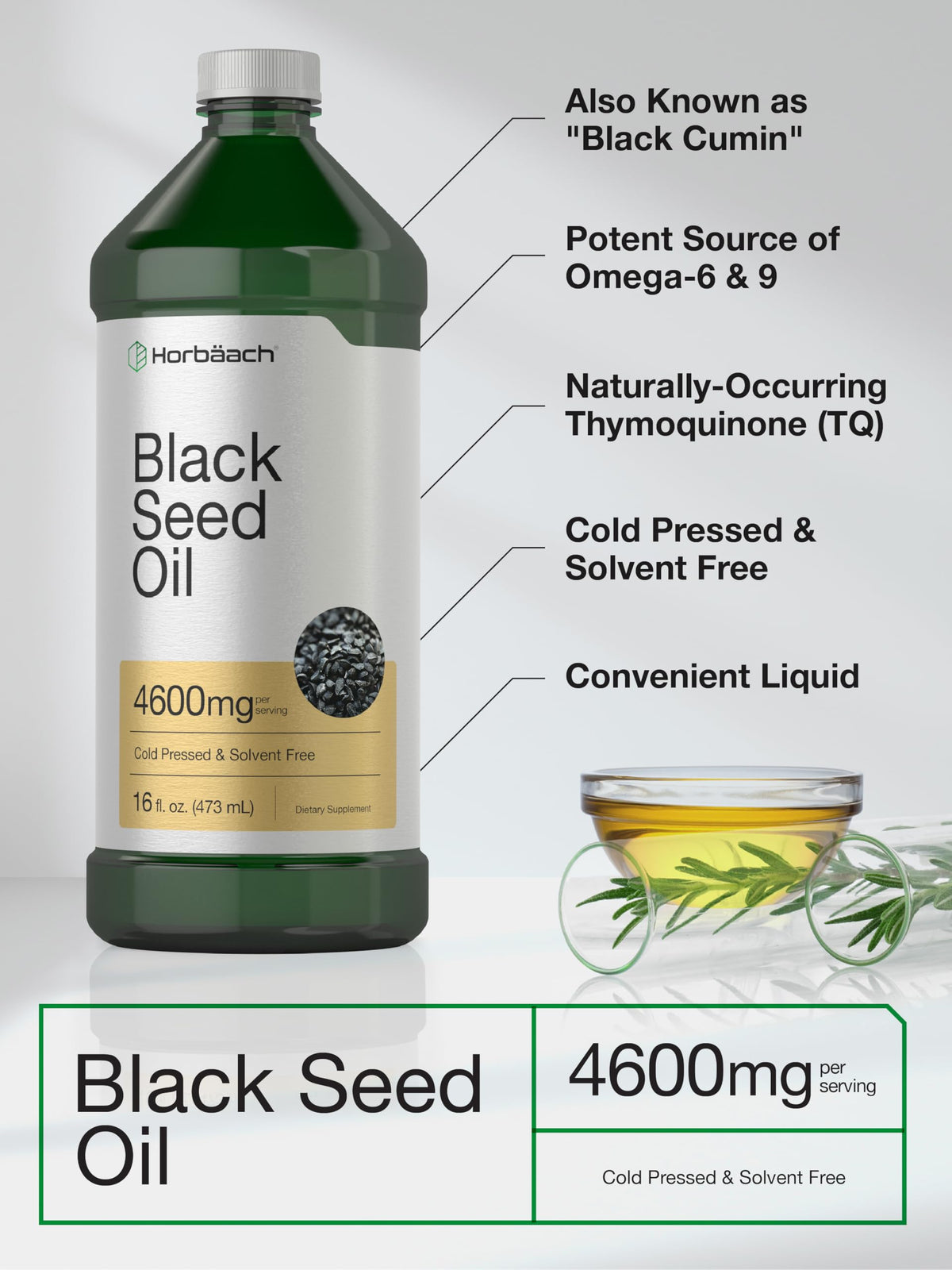 Horbäach Huile de Nigelle 16oz en utilisation dans une cuisine