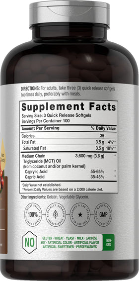 Horbäach Huile MCT 3600mg 300 gélules emballage