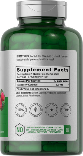 Horbäach Ketones de Framboise 500mg 180 Capsules vue arrière