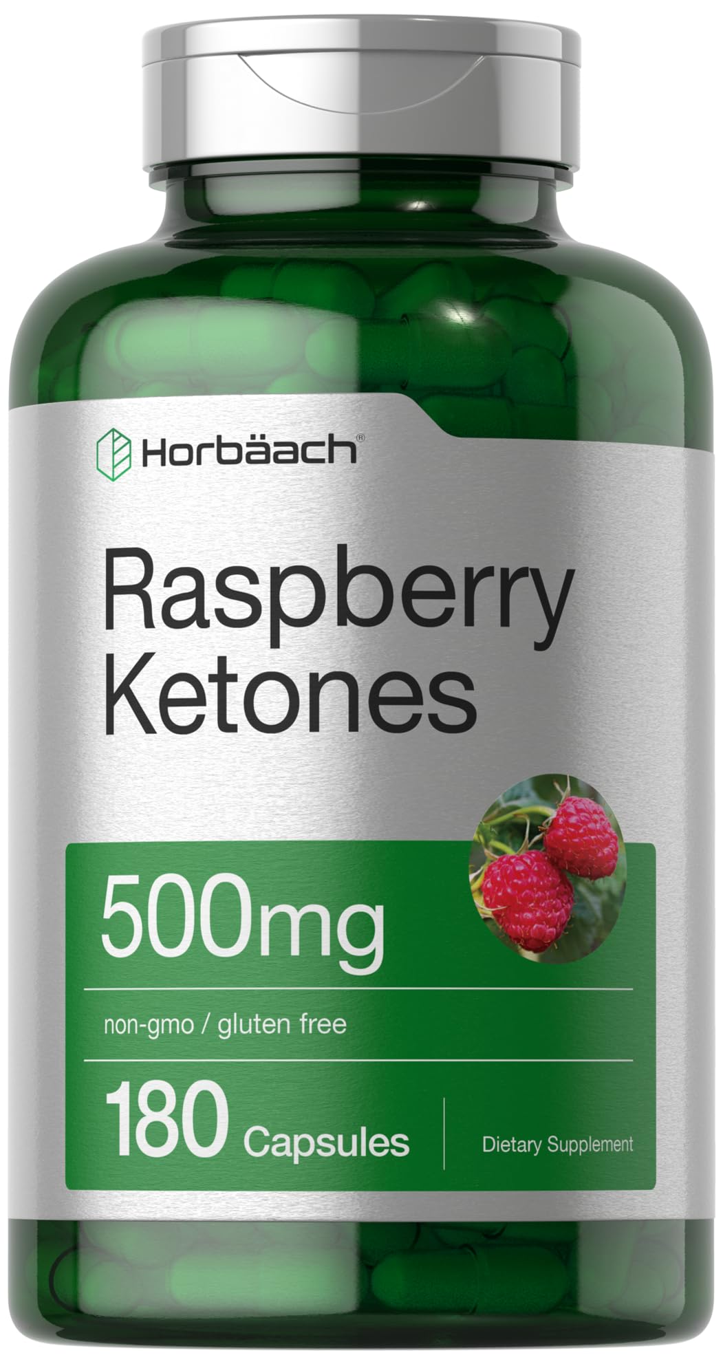 Horbäach Ketones de Framboise 500mg 180 Capsules vue avant