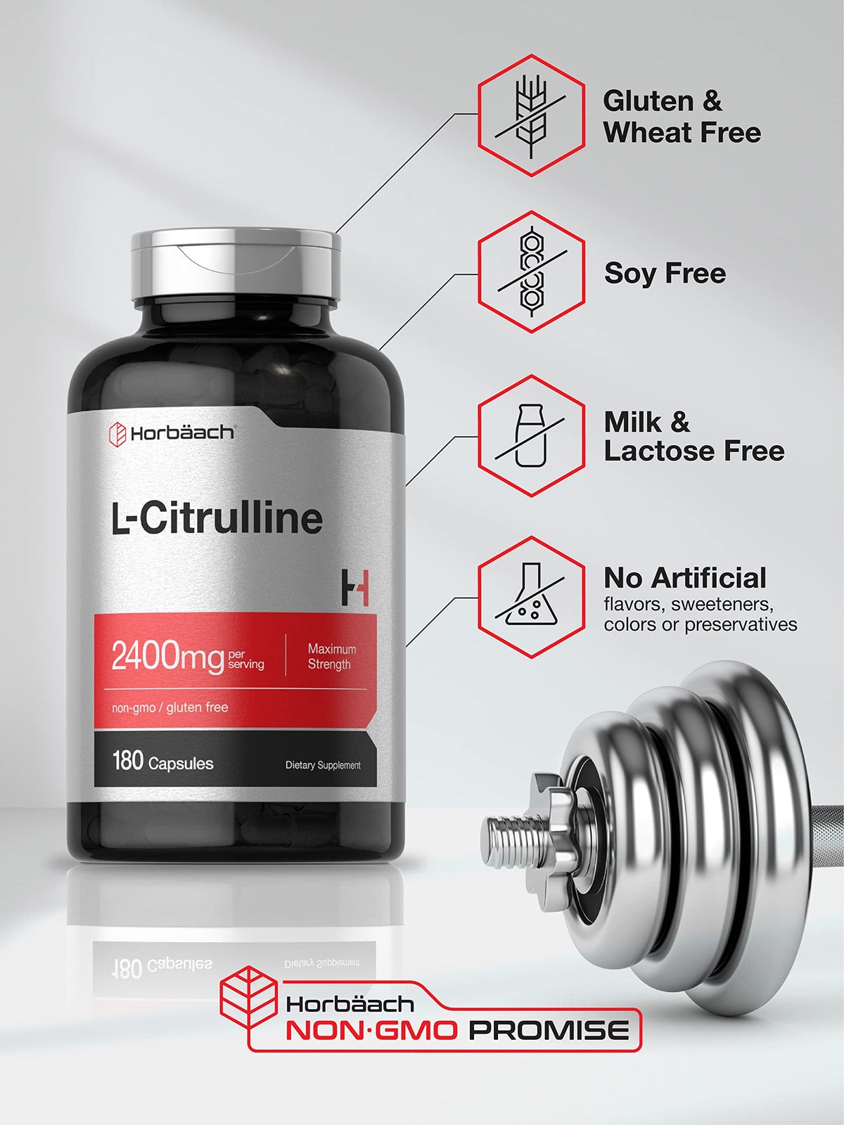 Horbäach L-Citrulline bottle with label details