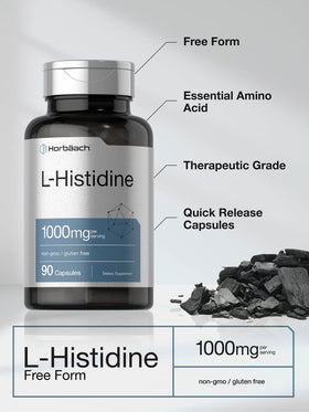 Horbäach L-Histidine 1000mg capsules bottle with label