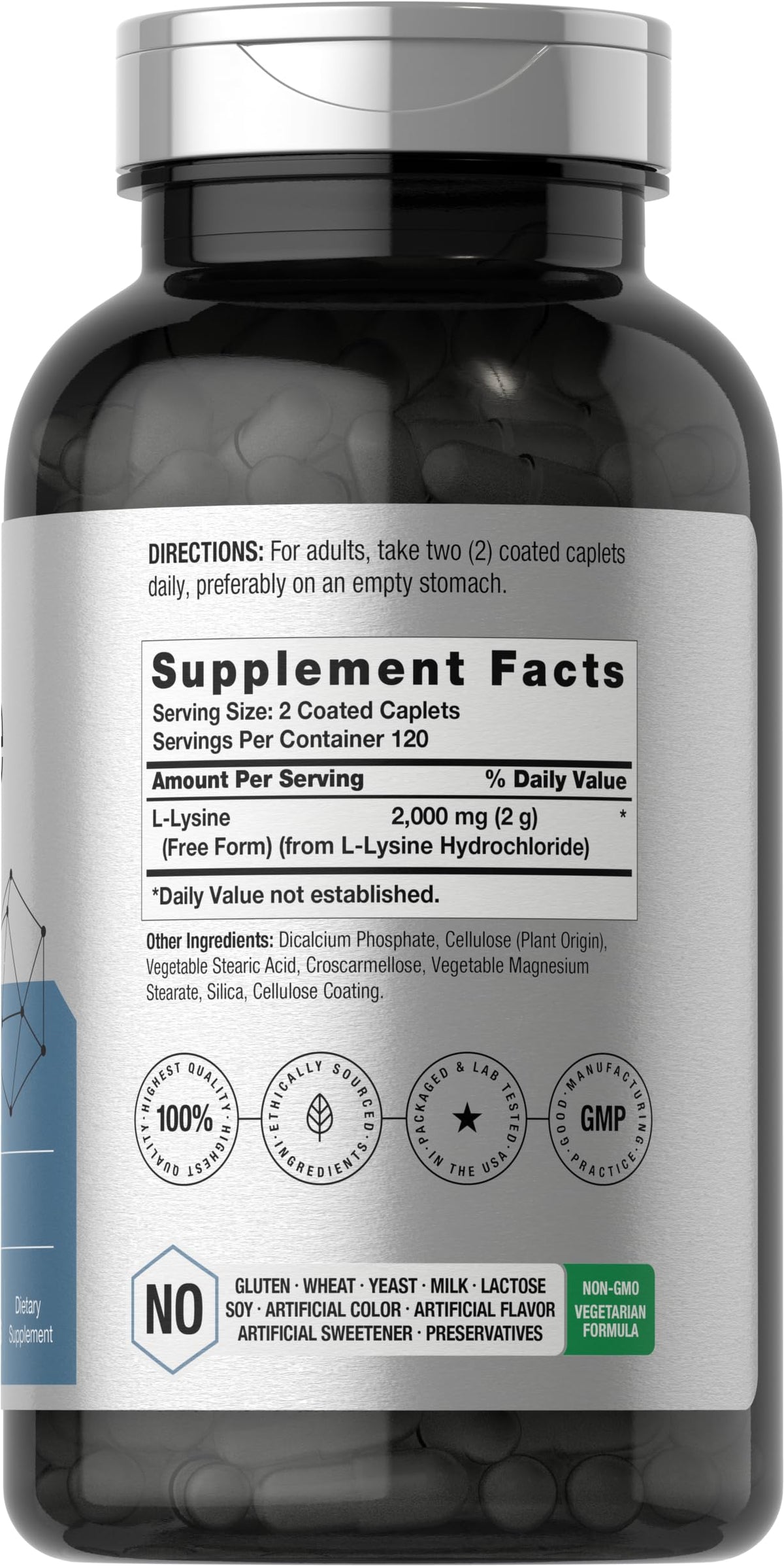 Horbäach L-Lysine 2000mg 240 comprimés côté