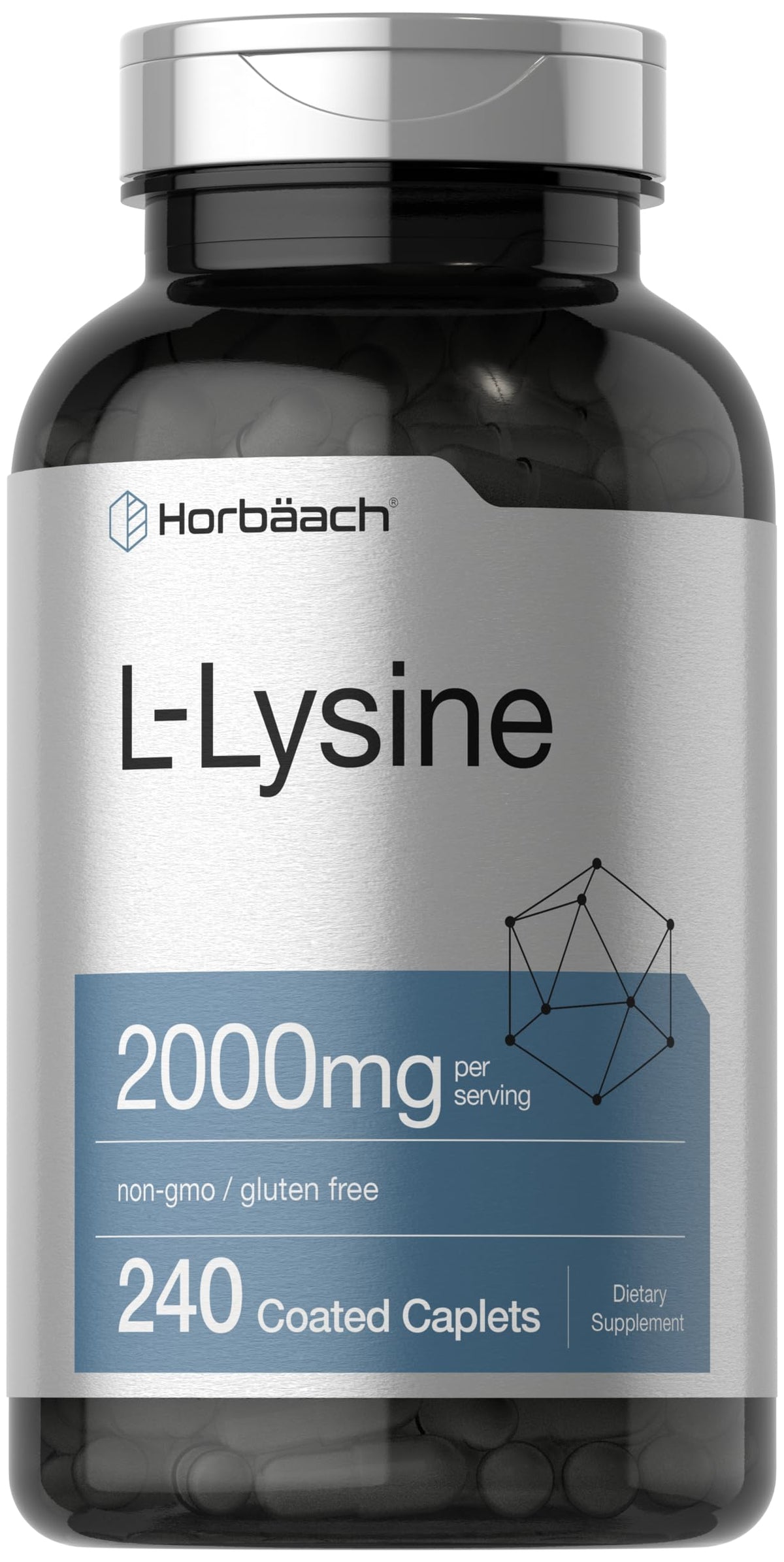 Horbäach L-Lysine 2000mg 240 comprimés vue de face