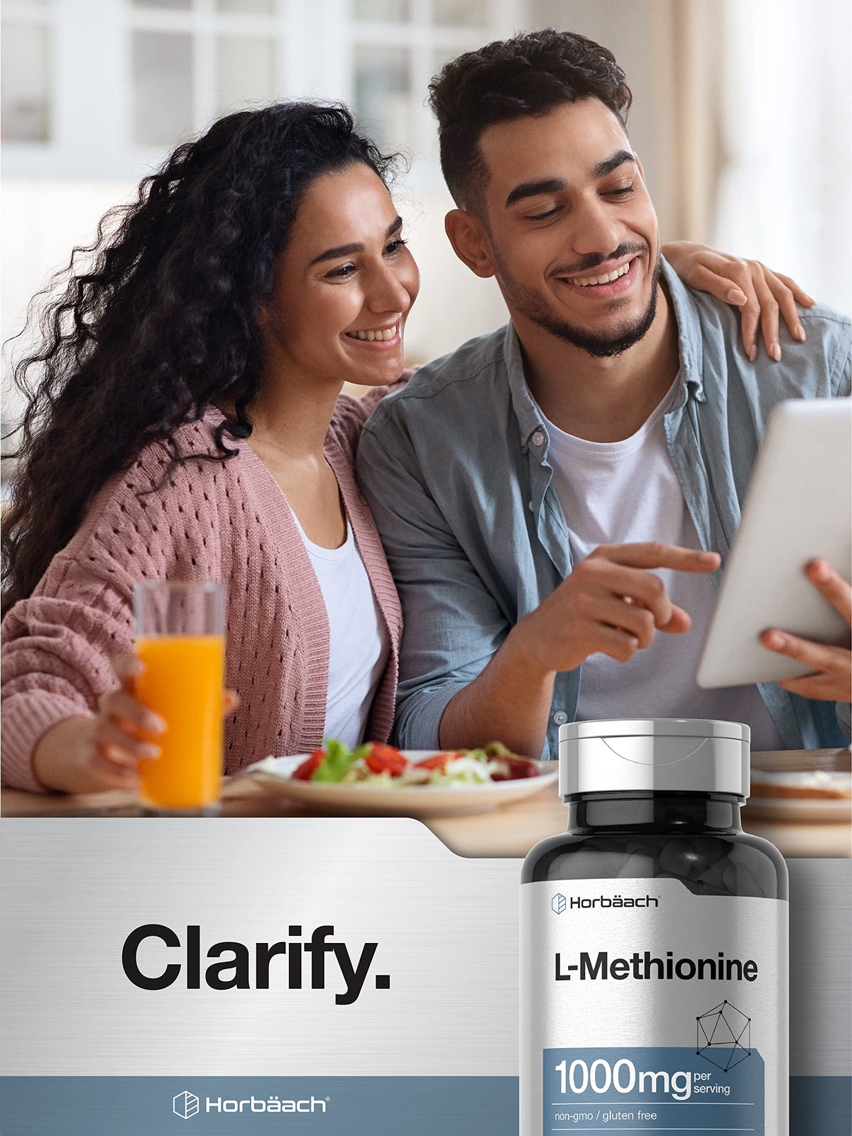 Horbäach L-Méthionine 1000mg emballage avec ingrédients