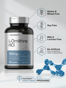 Horbäach L-Ornithine HCl nutrition facts label