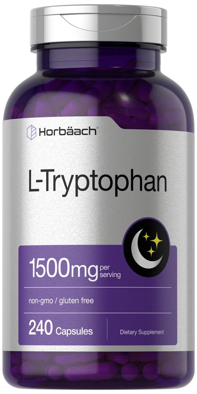Horbäach L-Tryptophan 1500mg 240 capsules - vue de face