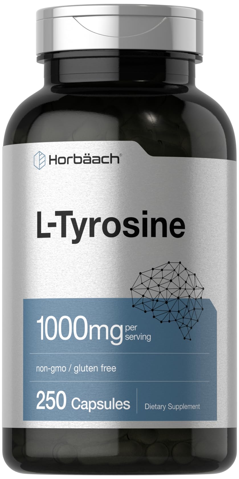 Horbäach L-Tyrosine 1000mg 250 capsules vue de face