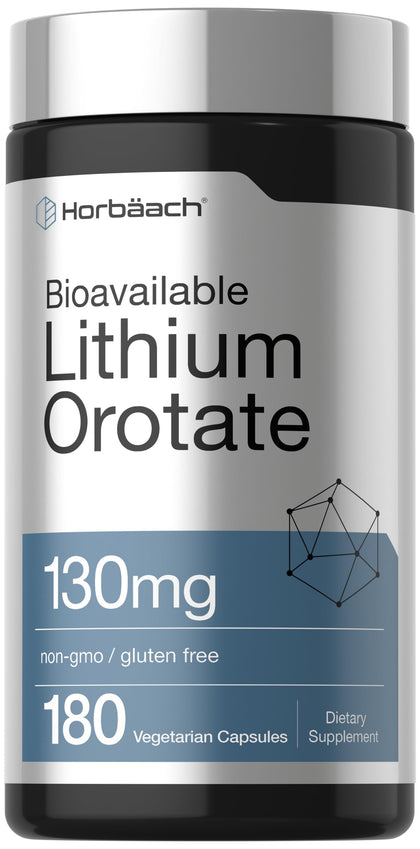 Horbäach Lithium Orotate 130mg 180 Capsules, vue de face