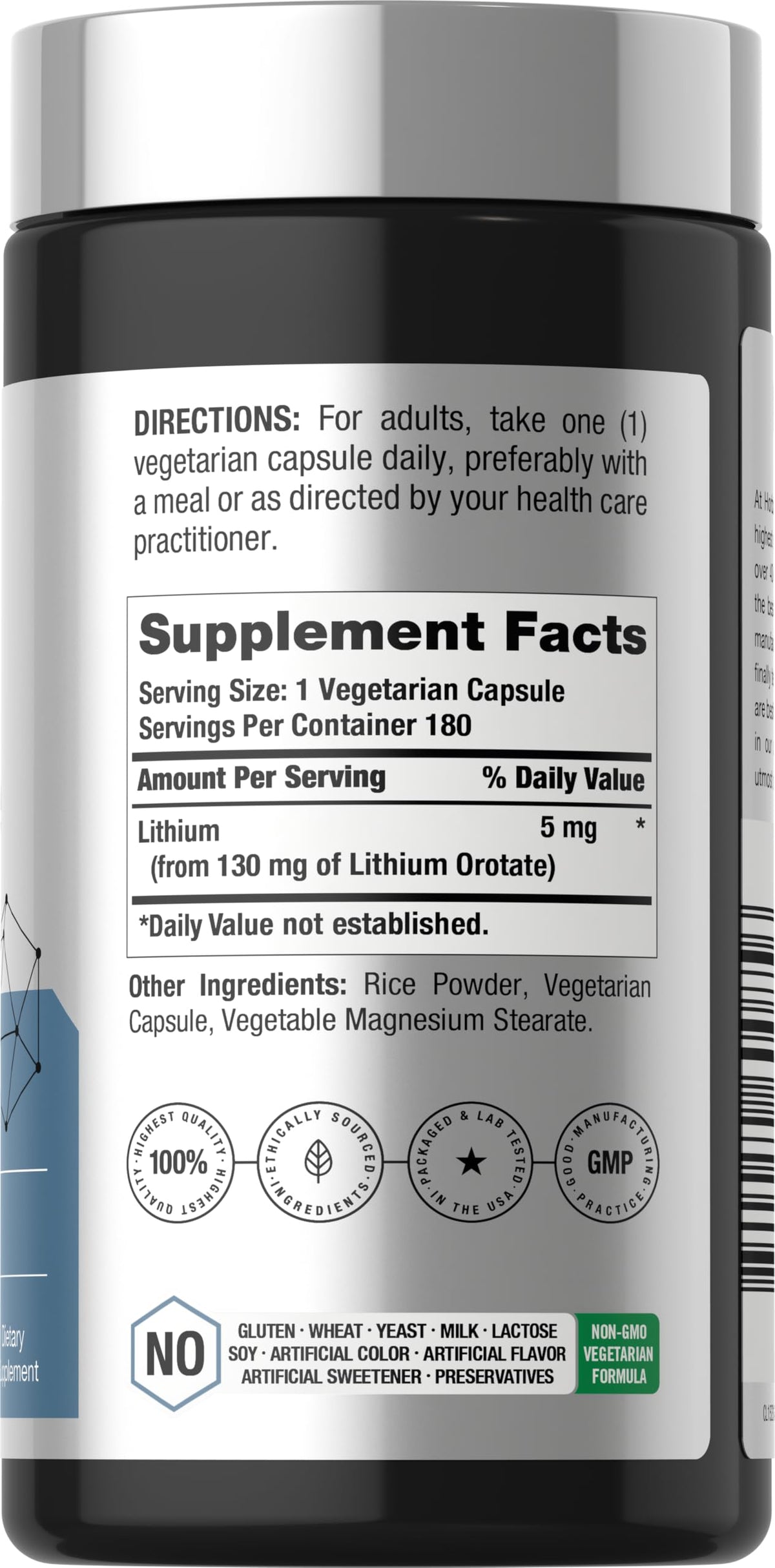 Horbäach Lithium Orotate capsules ouvertes, contenu visible