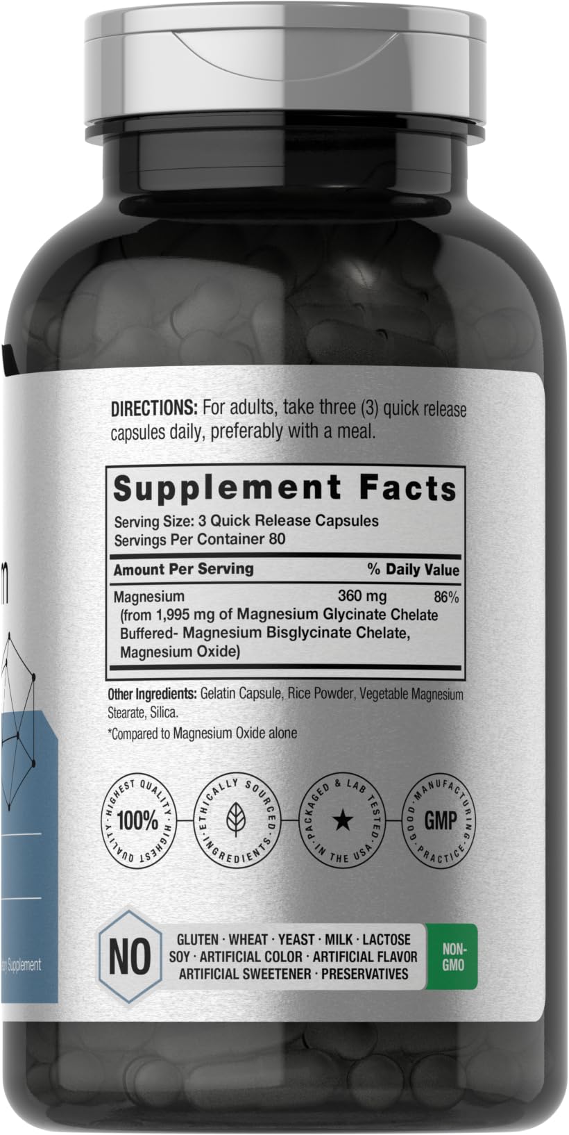Horbäach Magnésium Chélaté 360mg 240 Capsules étiquette