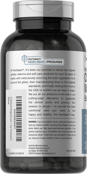 Horbäach Magnésium Chélaté 360mg 240 Capsules vue arrière
