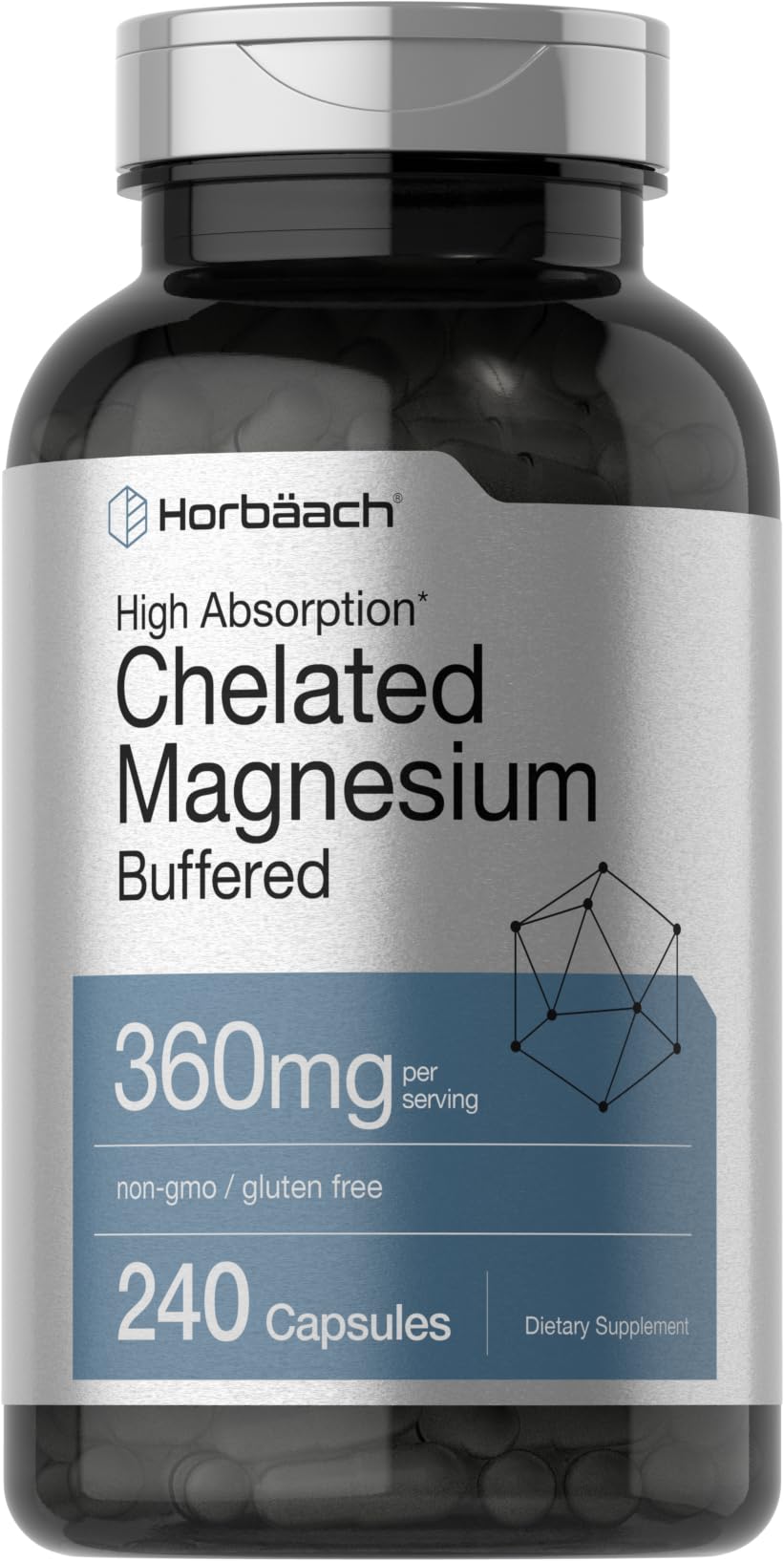 Horbäach Magnésium Chélaté 360mg 240 Capsules vue avant