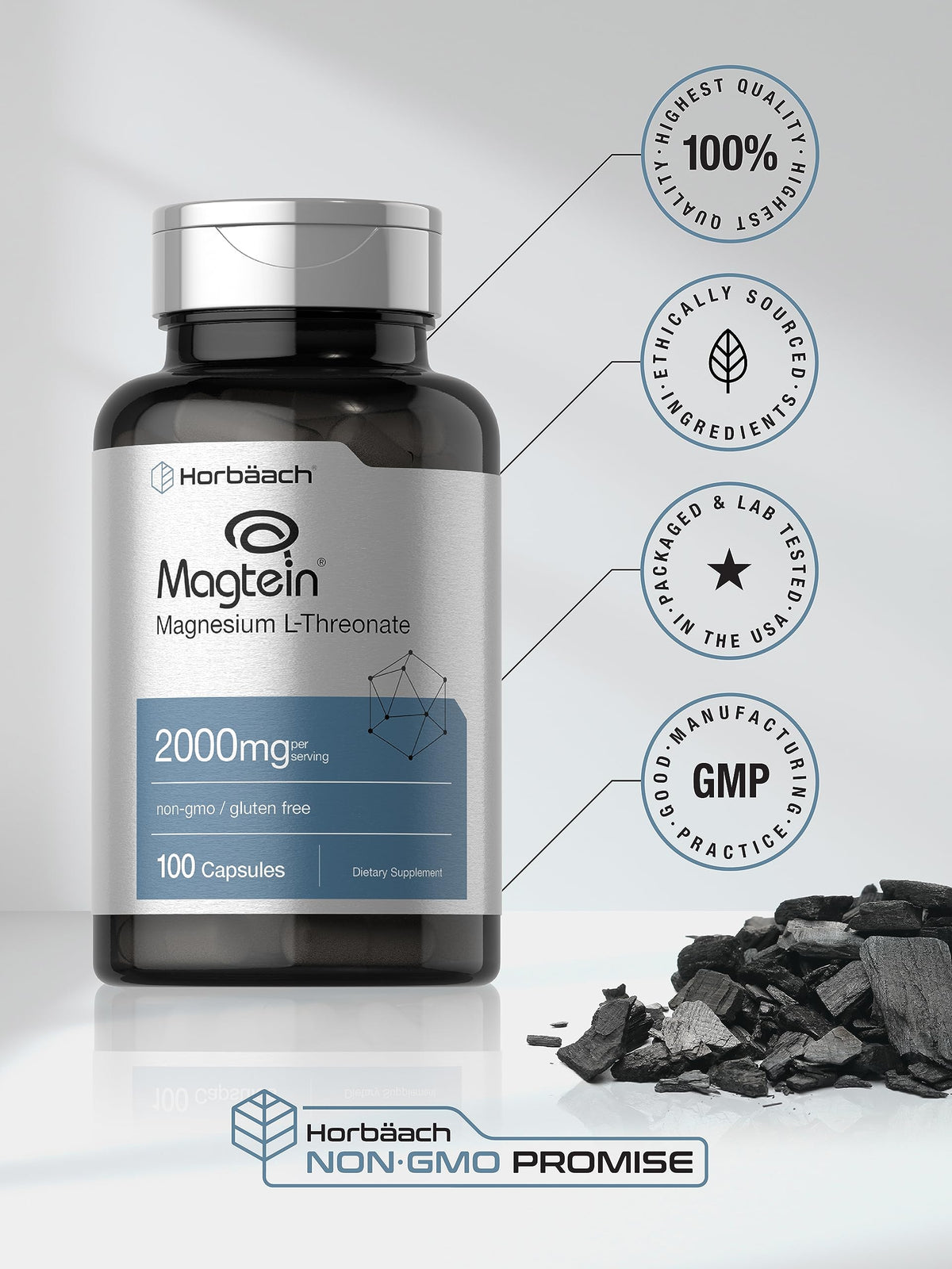 Horbäach Magnesium L-Threonate - vue arrière de l'emballage