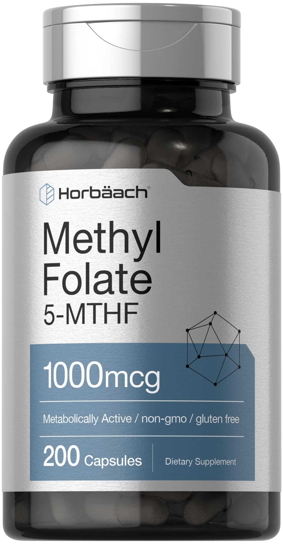 Horbäach Methyl Folate 1000 mcg 200 Capsules vue de face