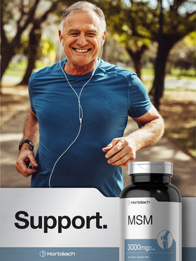Horbäach MSM 3000mg comprimés enrobés dans un bol