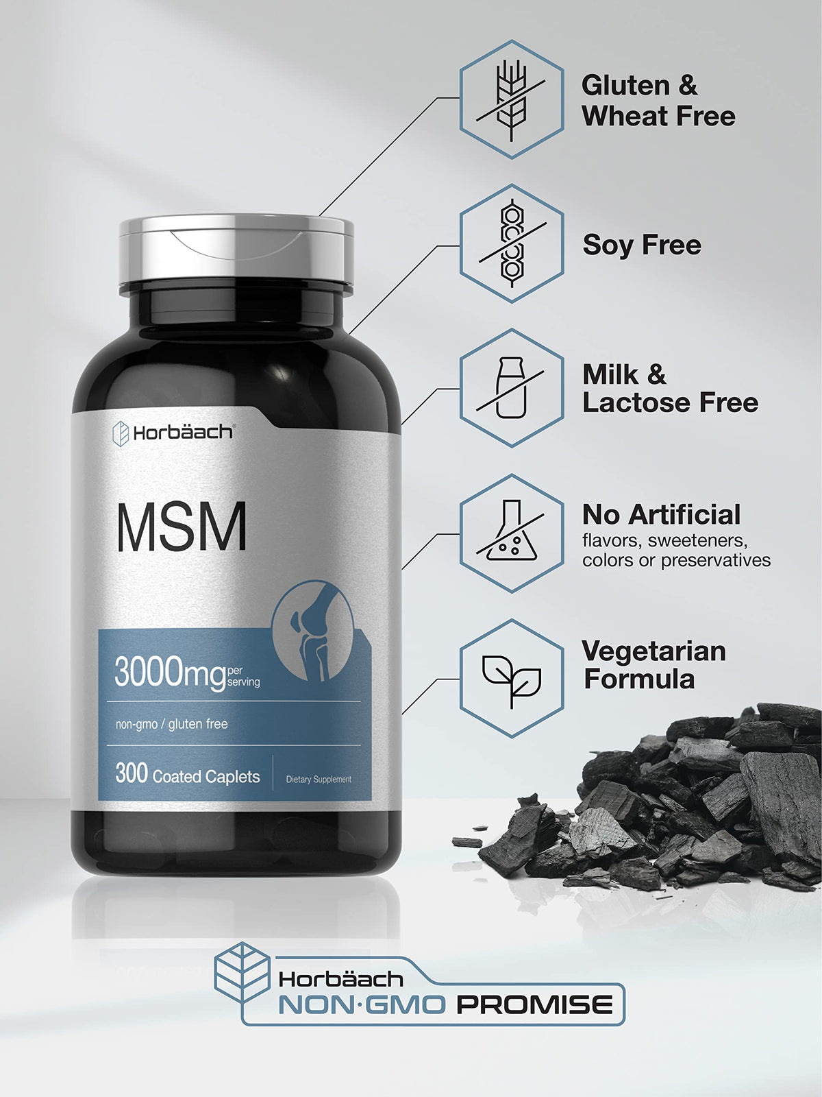 Horbäach MSM 3000mg prise de comprimés avec un verre d'eau