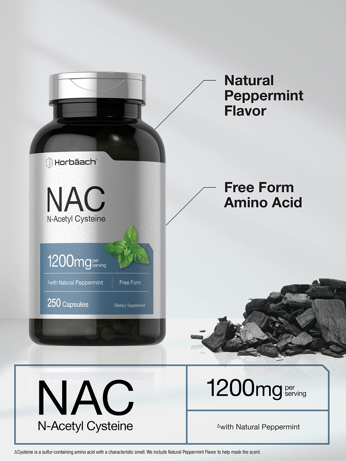Horbäach NAC N-Acétylcystéine gélules ouvertes sur table