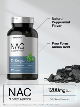 Horbäach NAC N-Acétylcystéine gélules ouvertes sur table