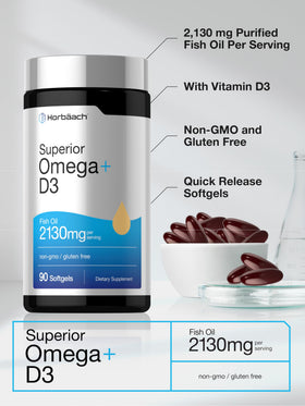 Horbäach Omega + D3 gélules montrant le contenu