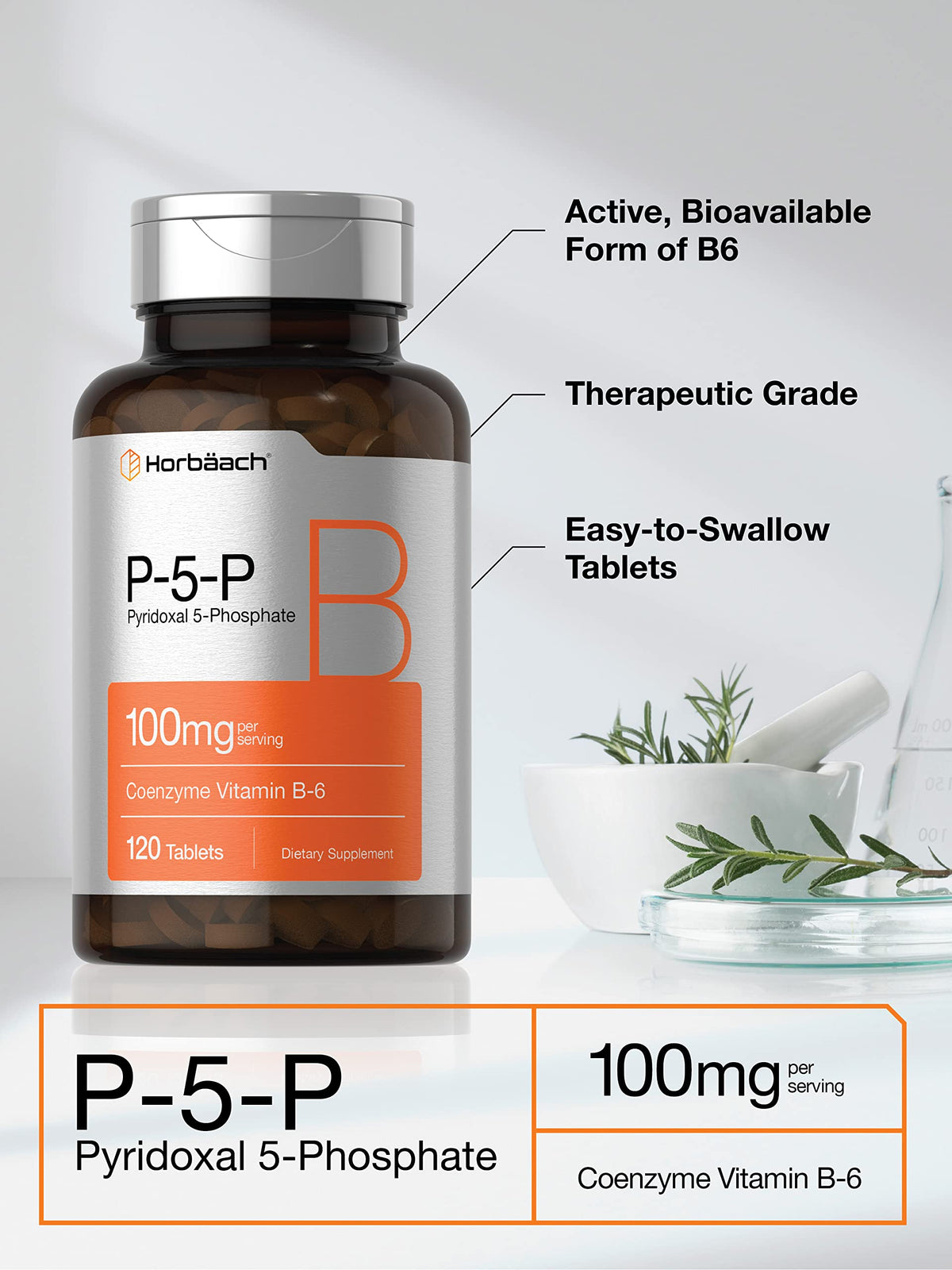 Horbäach P5P Vitamine B6 100mg 120 comprimés végétariens côté