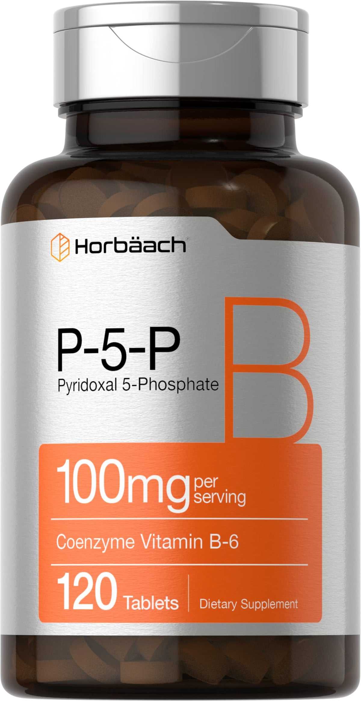 Horbäach P5P Vitamine B6 100mg 120 comprimés végétariens vue de face
