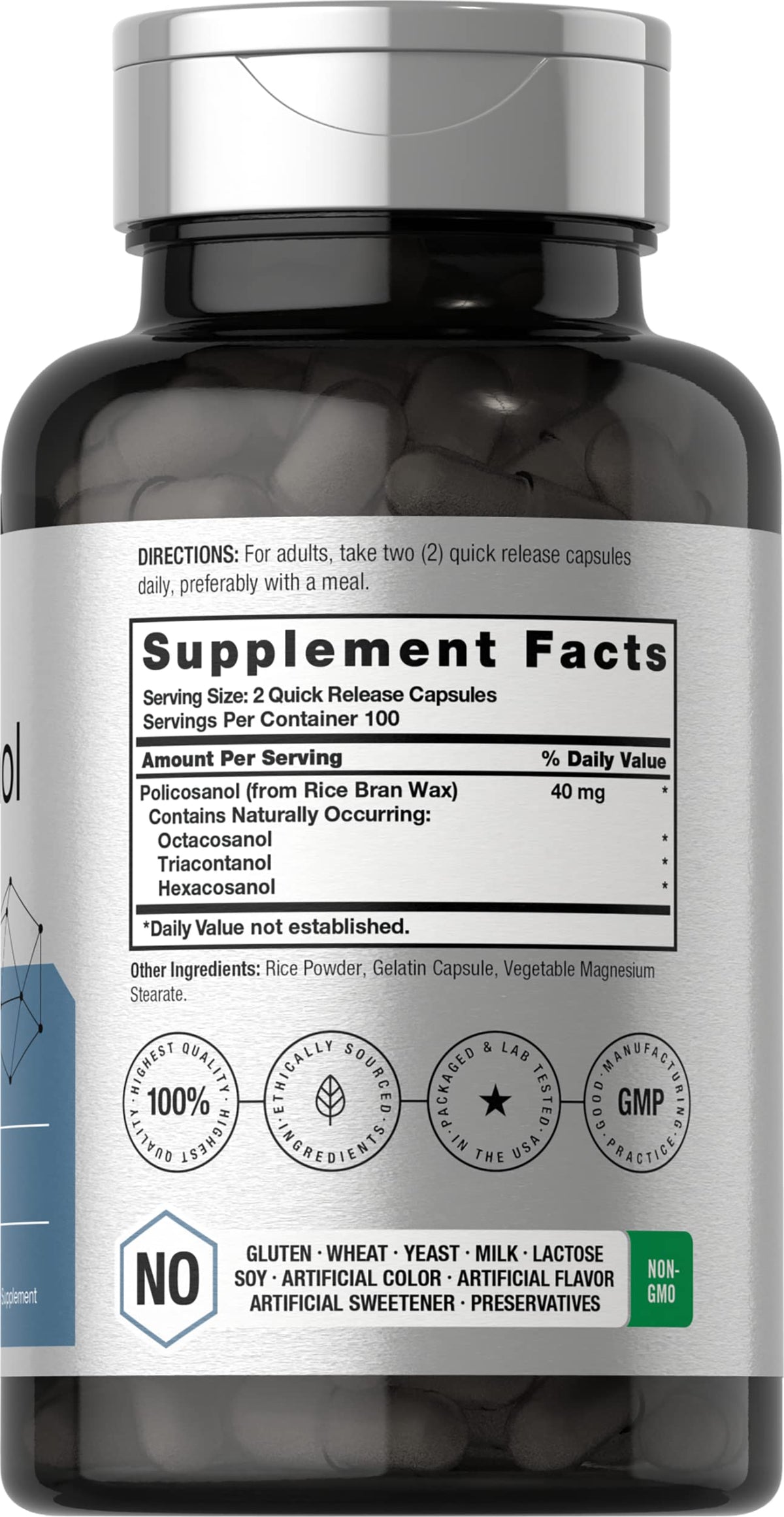 Horbäach Policosanol 40mg 200 capsules arrière