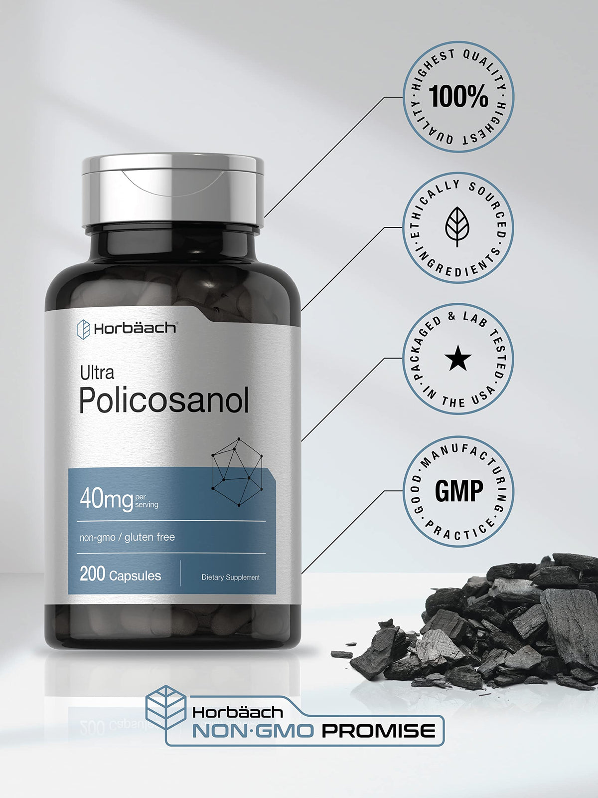 Horbäach Policosanol 40mg avec étiquette visible