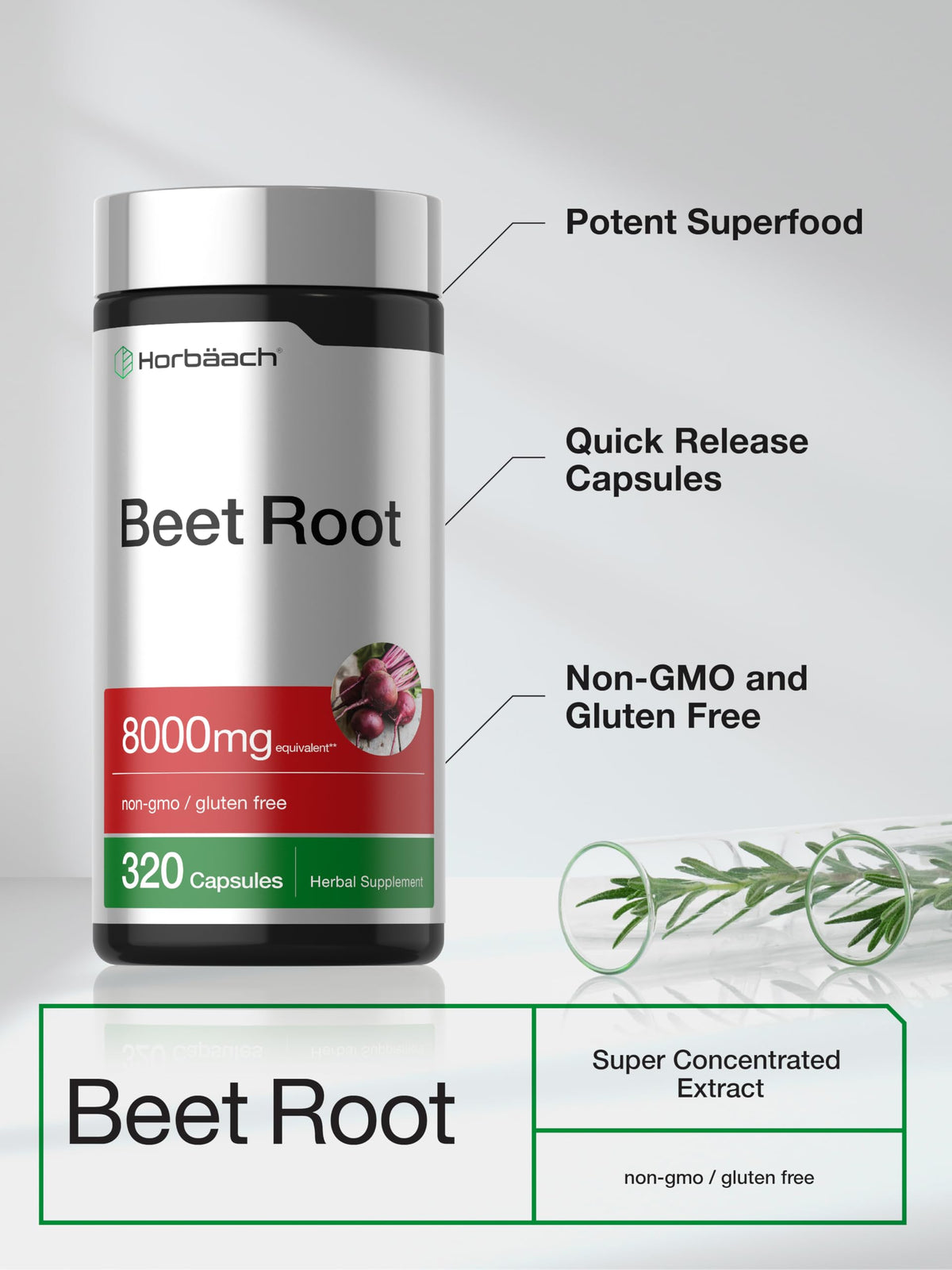 Horbäach Poudre de Betterave en Gélules, présentation sur table