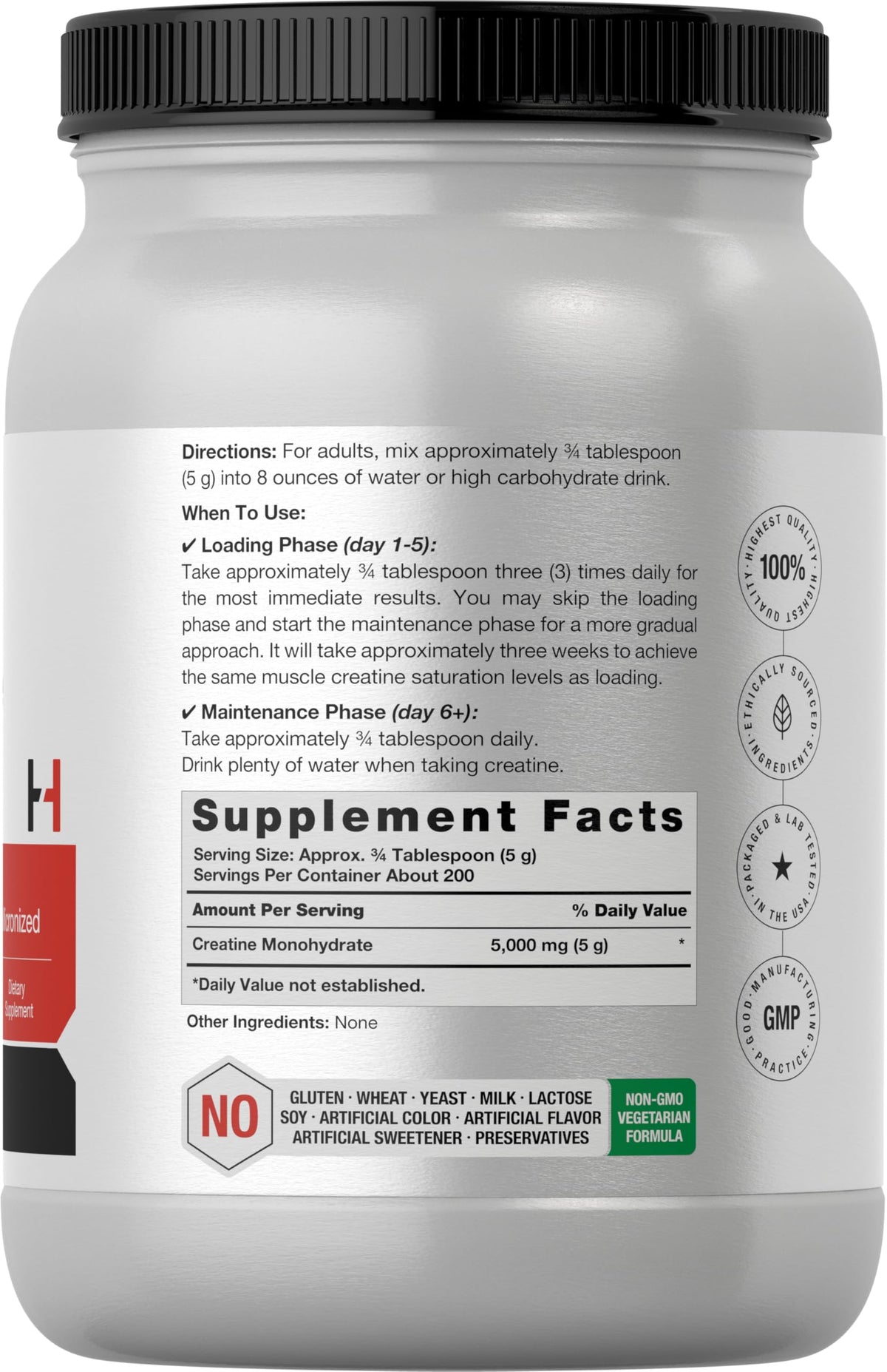 Horbäach Poudre de Créatine Monohydrate 1152g avec mesurette