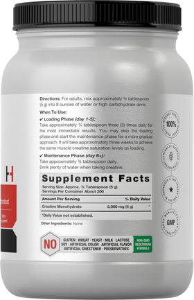 Horbäach Poudre de Créatine Monohydrate 1152g avec mesurette