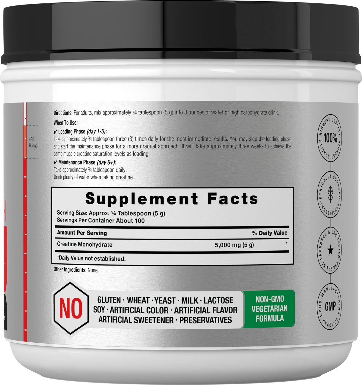 Horbäach Poudre de Créatine Monohydrate 621g vue arrière