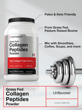 Horbäach Poudres de Peptides de Collagène 40 oz, ingrédients sur l'étiquette