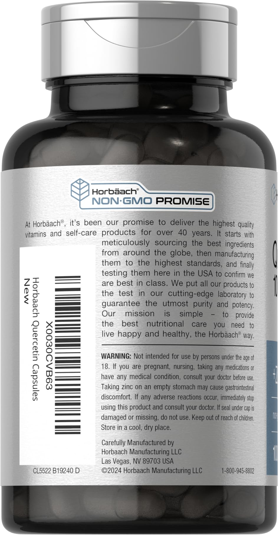 Horbäach Quercétine 1000mg 100 capsules arrière