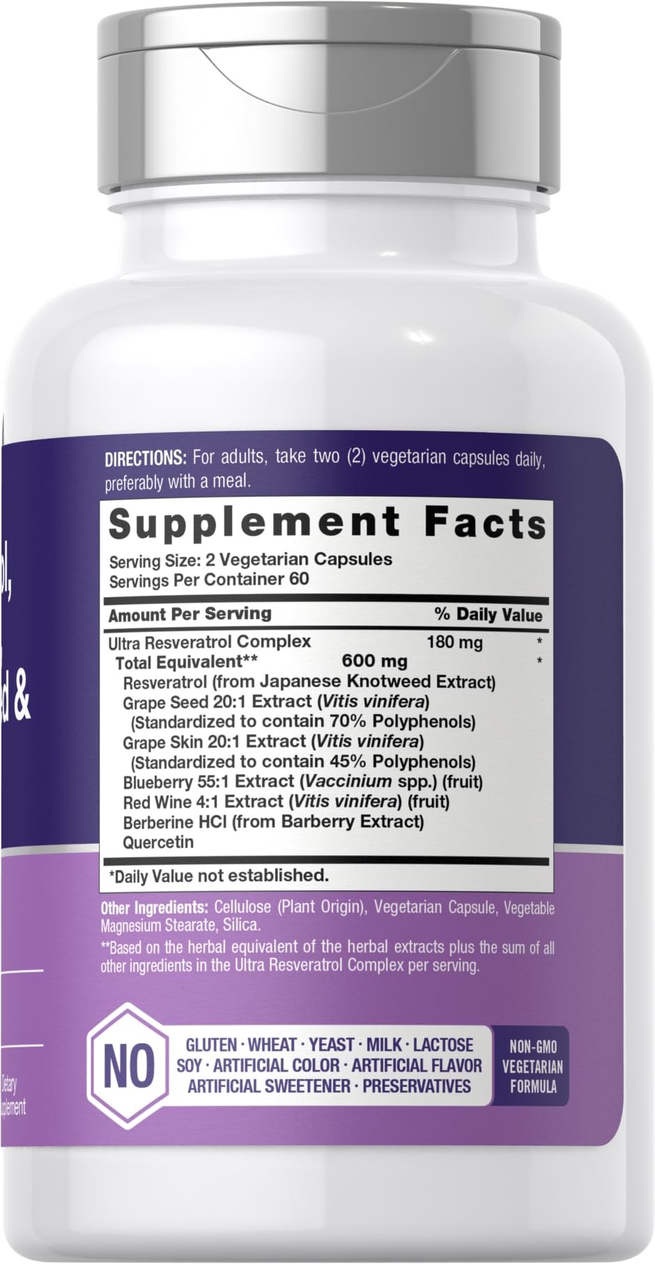 Horbäach Resveratrol 120 capsules arrière de la bouteille