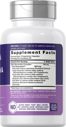 Horbäach Resveratrol 120 capsules arrière de la bouteille
