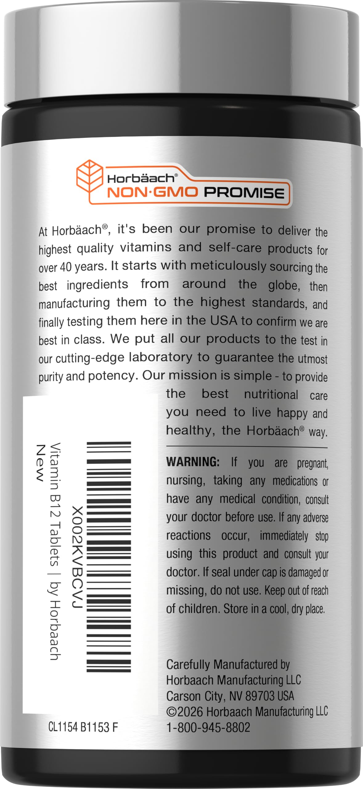 Horbäach Vitamine B12 1000 mcg Sublingual comprimés dans un verre d'eau