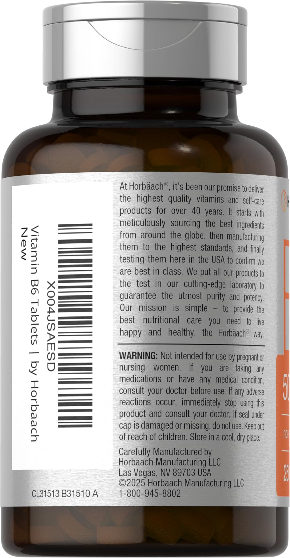 Horbäach Vitamine B6 50mg, comprimés dans un récipient