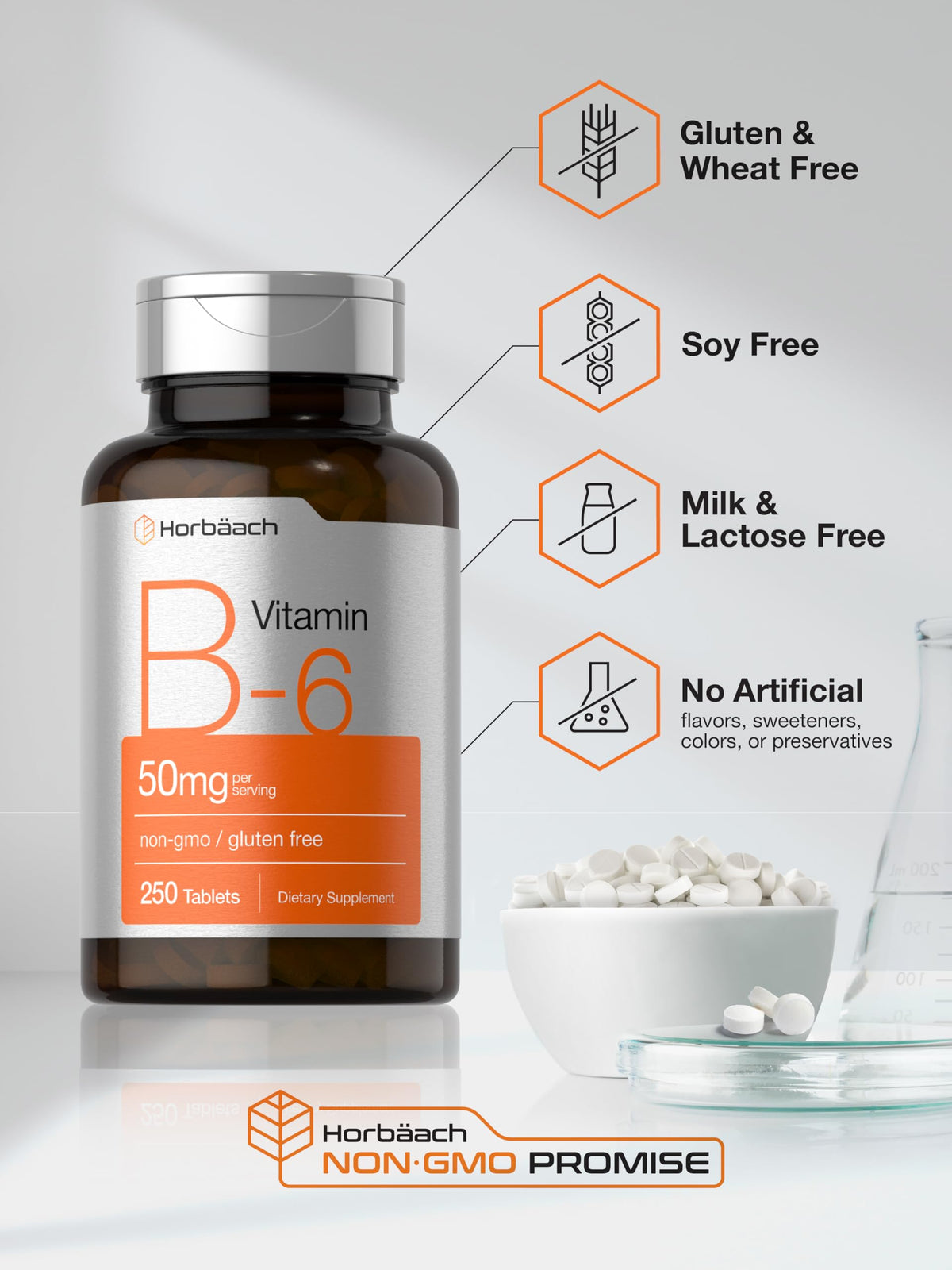 Horbäach Vitamine B6, mise en scène avec des fruits et légumes