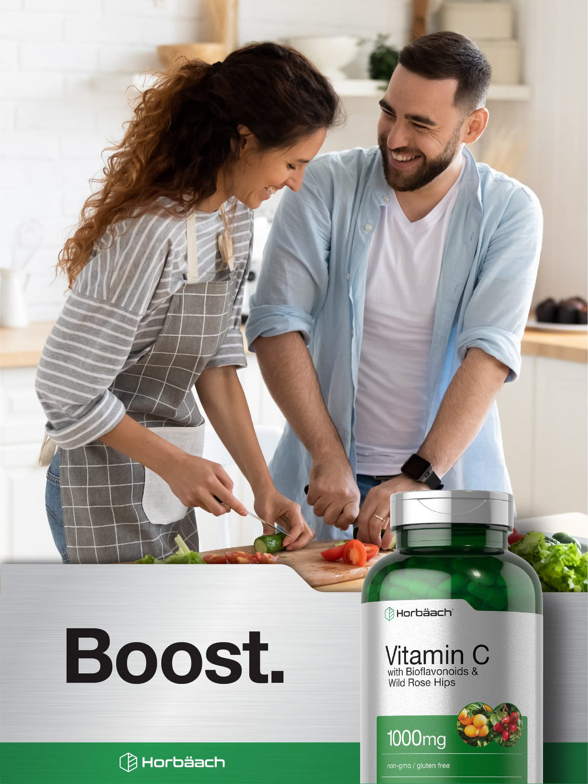 Horbäach Vitamine C 1000mg capsules sur une table