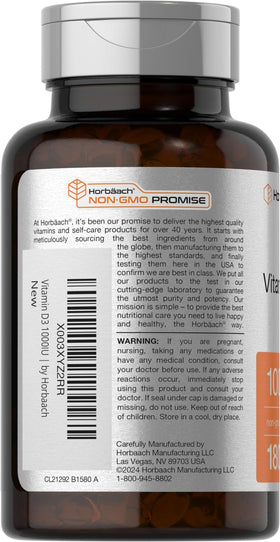 Horbäach Vitamine D3 1000UI gélules softgels arrière