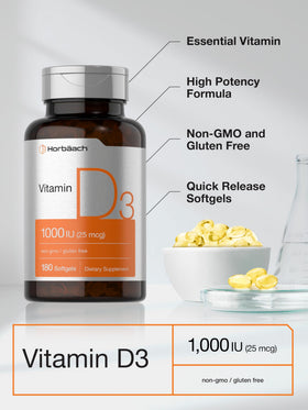 Horbäach Vitamine D3 gélules avec dosage affiché