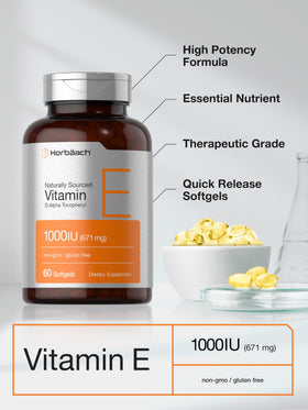 Horbäach Vitamine E 1000 IU gélules molles avec étiquette