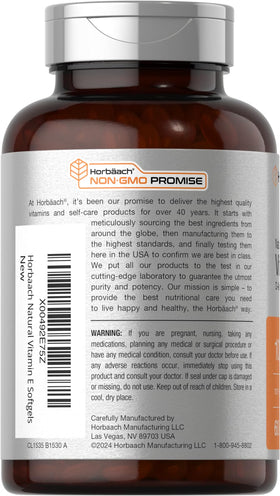 Horbäach Vitamine E 1000 IU gélules molles sur fond blanc