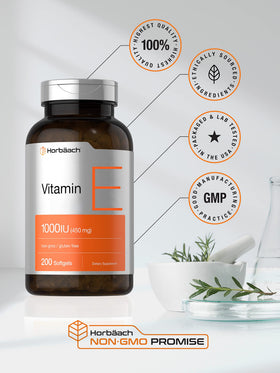 Horbäach Vitamine E 1000 UI capsules souples, ingrédients sur l'étiquette