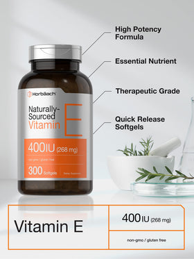 Horbäach Vitamine E 400 IU étiquette avec dosage